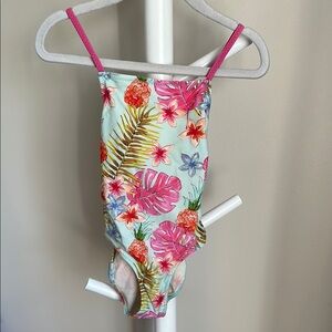 Zara Tropical Print One Piece Bathing Suit 2-3 Years